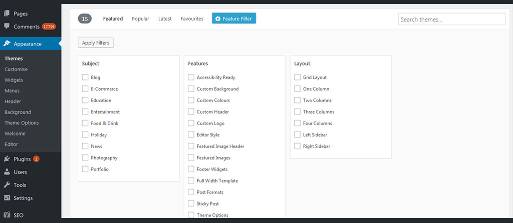 What Is A Theme? (And The Steps To Choose One) 6 Featured filter option